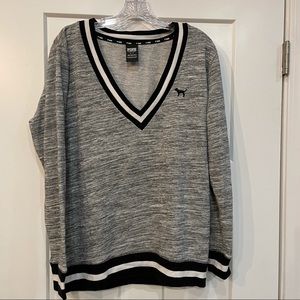 NWOT PINK Grey VNeck Sweatshirt